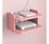 Soporte de pared for módem, paneles hechos a mano ecológicos, diseño de alineación racional, enrutador Wifi oculto móvil for sala de estar y TV(Pink,26 * 19.5 * 13cm)