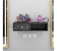 Soporte de Pared for secador de Pelo con 1 cajón, Accesorio Multifuncional for secador de Pelo, Soporte de Almacenamiento for SPA, barbería, hogar y baño.(Black,50x30x16cm)