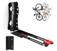 Soporte de Pared Giratorio para Bicicleta hasta 35 kg - Sistema de Sujeción Universal con Función de Rotación de 120°, Ajuste de Longitud en 3 Posiciones, para Bicicleta de Carretera, MTB, E-Bike en G
