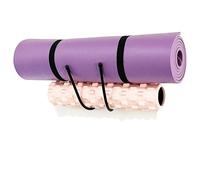Soporte de pared grande mejorado para esterilla de yoga, estante de almacenamiento de metal para esterilla de yoga/ruedas, rodillo de espuma, etc., ganchos organizadores de pared para colgar correa de