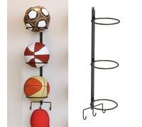 Soporte de pared para almacenamiento de pelotas con ganchos, equipo deportivo para baloncesto, fútbol, voleibol, soporte de almacenamiento escalonado para equipos deportivos