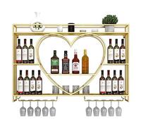 Soporte de pared para almacenamiento de vino, colgador boca abajo, soporte de hierro forjado, almacenamiento decorativo para cocina, bar y restaurante (Color: dorado, Dime