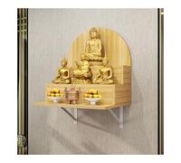 Soporte de pared para altar de madera, estante de altar chino, mesa pequeña de meditación, tablero de Buda multifuncional para altar (natural, 19.7 x 24.2 pulgadas)