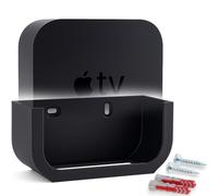Soporte de pared para Apple TV 4K (todos los modelos) - Pegar o atornillar - Incluye accesorios para pegar o atornillar - Ahorra espacio y es resistente - Fabricado en Alemania - Soporte de pared para