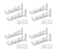 Soporte de pared para barra de cortina doble blanco con hebilla de bloqueo, set de 8 unidades, soporte de barra de cortina de montaje en pared