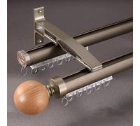 Soporte de pared para barra de cortina doble, resistente sistema de doble riel para divisor de habitaciones, sala de estar, dormitorio, cocina, oficina, con rodillos silenciosos, 15 pies