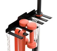 Soporte de pared para barra de musculación, soporte de pared con 7 ganchos para almacenamiento de barras, para mancuernas, para gimnasio, hogar, garaje, fitness, ejercicio, musculación