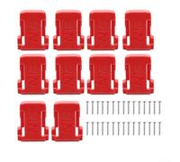 Soporte de pared para batería compatible con 48-11-1820 1852 1865 - Robusto colgador de almacenamiento de herramientas para furgoneta, banco de trabajo, soluciones ordenadas, color rojo, paquete de 5