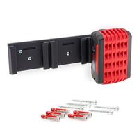 Soporte de pared para baterías Bosch Professional de 18 V y PowerCore, soporte robusto que ahorra espacio, almacenamiento para 3 baterías, 5 tornillos y 5 tacos, fácil montaje con función de bloqueo