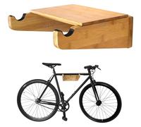 Soporte de pared para bicicletas - Portabicicletas de interior COR | Portabicicletas de bambú con estante extraíble