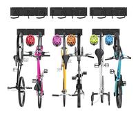Soporte de Pared para Bicicletas Sinoer - 6 Bicis + 5 Cascos - Organizador Vertical con Ganchos Ajustables para Garaje o Casa (Ancho Interno: 90 mm) - 3 Rieles