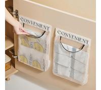 Soporte de pared para bolsas de basura de cocina, estante de poliéster de gran capacidad para bolsas de comestibles y plástico, organizador que ahorra espacio para armarios o paredes