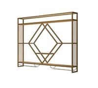 Soporte de pared para botellas de metal con luz LED, estantes flotantes para el hogar, bar, exhibición de licor de hierro con soporte para copas de vino, perfecto para decoración del hogar y uso en
