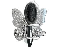 Soporte de pared para cepillo de pelo, estante organizador de peines, estante de almacenamiento sin perforación, organizador de anillos de pelo en forma de mariposa para zona de vestidor