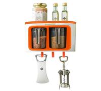 Soporte de pared para condimentos con múltiples ganchos, contenedor de condimentos para cocina, tarro transparente para organización de condimentos