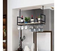 Soporte de Pared para Copas de Vino, botellero Colgante de Metal para Bar, cafetería o Cocina. Estante Flotante para Vino con Soporte suspendido para Botellas de Vino. Elegante mar