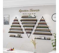 Soporte de pared para esmalte de uñas, soporte triangular negro para almacenamiento de botellas para salón de belleza, tienda de perfumes, estante flotante, repisas de exhibición de seis piezas