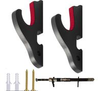 Soporte de Pared para Espada Katana, Juego de 2 Ganchos Ajustables con Acolchado de Terciopelo, Exhibidor de Madera Negra Estilo Japonés, Montaje Fácil para Sable de Luz, Tanto, Wakizashi, Espadas de