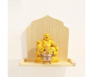 Soporte de pared para estatua de Buda, plataforma de altar, mesa de incienso y nicho de oración de madera maciza para el hogar, mini altar budista, mueble de Guanyin, diosa de la riqueza (madera, tama