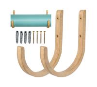 Soporte de pared para esterilla de yoga - 2 soportes de madera con tornillos, solución de almacenamiento duradera para fitness, organizador de gimnasio en casa | Almacena tapetes de yoga, accesorios