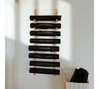 Soporte de pared para esterilla de yoga, elegante estante de madera para rodillo de espuma y accesorios de fitness, ahorra espacio y organiza tu gimnasio en casa