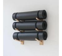 Soporte de pared para esterilla de yoga, estante de madera de 3/6/9 capas para esterillas de yoga, rodillos de espuma y accesorios de fitness, organizador que ahorra espacio para gimnasio en casa