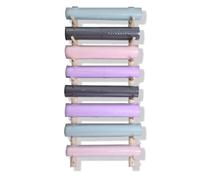 Soporte de pared para esterilla de yoga, soporte de madera para 2-9 esterillas, estante flotante que ahorra espacio para gimnasio en casa o estudio