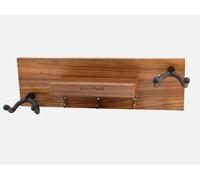 Soporte de pared para guitarra de madera maciza, colgador de guitarra con 3 ganchos de almacenamiento y 2 colgadores de goma giratorios para guitarra, con estante y soporte para púas