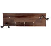 Soporte de pared para guitarra de madera maciza, colgador de guitarra con 3 ganchos de almacenamiento y 2 colgadores de goma giratorios para guitarra, con estante y soporte para púas