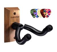 Soporte de pared para guitarra - Gancho de nogal negro con 5 púas para guitarra acústica, eléctrica, bajo, banjo, mandolina