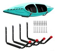 Soporte de pared para kayak, ganchos de almacenamiento para tabla de surf, canoa, tabla de remo, soporte de acero al carbono resistente con acolchado protector, sistema de organización de garaje, rojo