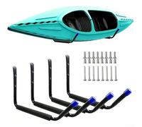 Soporte de pared para kayak, ganchos de almacenamiento para tabla de surf, canoa, tabla de remo, soporte de acero al carbono resistente con acolchado protector, sistema de organización de garaje, rojo