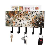Soporte de pared para llaves Dots of Different, colgador adhesivo para llaves con riel, color negro, con 5 ganchos, sin necesidad de taladrar, organizador de cadena para sala de estar, puerta princip