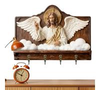 Soporte de pared para llaves, organizador de llavero plano 2D con diseño de Jesús, colgador organizador de llaves, para el hogar, apartamento, granja, entrada, estudio, dormitorio, cocina y baño