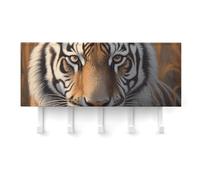 Soporte de pared para llaves Tiger, colgador adhesivo para llaves, color blanco con 5 ganchos, sin necesidad de taladrar, organizador de cadena para sala de estar, puerta principal, pasillo, oficina.