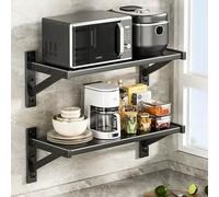 Soporte de pared para microondas, estante flotante para cocina, solución de almacenamiento multifuncional para uso doméstico y comercial, diseño de ahorro de espacio para una fácil instalación