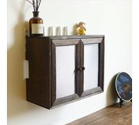 Soporte de pared para módem WiFi de madera con 2 puertas para organización del hogar y la oficina, oculta el enrutador para una estética limpia