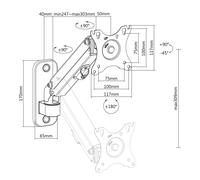 Maclean Soporte de pared para monitor MC-458 17–27'' 7 kg máx. resorte de gas