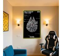 Soporte de pared para pantalla LED LE-GO para 75389 75257 Millenniium Falcion con soporte de gancho para coche, montaje en pared, ideas de regalo (sin modelo) (A+LED)