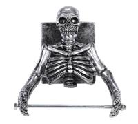 Soporte de pared para papel higiénico con calavera 3D, soporte para papel | Decoración de baño, soporte organizador de rollo de plata pulida, soporte organizador de rollo para oficina en casa