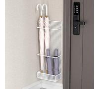 Soporte de pared para paraguas con marco de metal para hogares y oficinas, soporta múltiples paraguas y protege los suelos de goteos, adecuado para áreas compactas (20 cm, blanco)