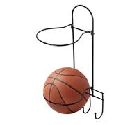 Soporte de pared para pelotas, soporte de baloncesto de 2 capas, estante de almacenamiento de acero, organizador de equipo deportivo sin taladro, para niños y puertas