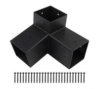 Soporte de pared para pérgola inclinada, acero galvanizado, resistente a la intemperie, 3 vías y configurable por un lado, apto para postes de madera de 4 x 4 pulgadas (real 3,5 x 3,5 pulgadas), negro