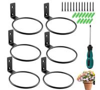 Soporte de Pared para Plantas, 6 Piezas Soporte de Pared para Plantas de 15 cm, Anillo metálico para Montaje en Pared, con Tornillos y Destornillador, para macetas, jardín, balcón, Negro