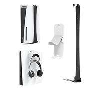 Soporte de pared para PS5 versión disco y edición digital, estante de pared con soporte para mando y colgador de auriculares