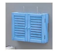 Soporte de Pared para Router de Doble Puerta con Toma de Corriente Oculta, Armario de Almacenamiento WiFi de Gran Capacidad, persianas Decorativas, Azul, 52 x 10 x 38 cm
