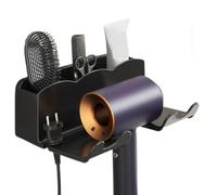 Soporte de pared para secador de pelo con construcción de plástico duradero, diseño que ahorra espacio | Fácil instalación, se adapta a la mayoría de secadores justos, mantiene el baño organizado