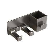 Soporte de Pared para secador de Pelo, estantes de baño, afeitadora, secador de Pelo, con Caja de Almacenamiento, organizadores de Inodoro(Black)
