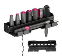 Soporte de pared para secador de pelo sin taladrar, soporte para plancha de pelo, accesorios para rizador con adhesivo y grupo de tornillos para Dyson, soporte negro para accesorios de rizador de pelo