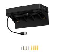 Soporte de pared para Switch/Switch OLED, con 7 soportes para tarjetas de juego y 4 colgadores para Joy Con, 2 puertos USB para guardar con seguridad cerca o detrás del televisor (Negro)